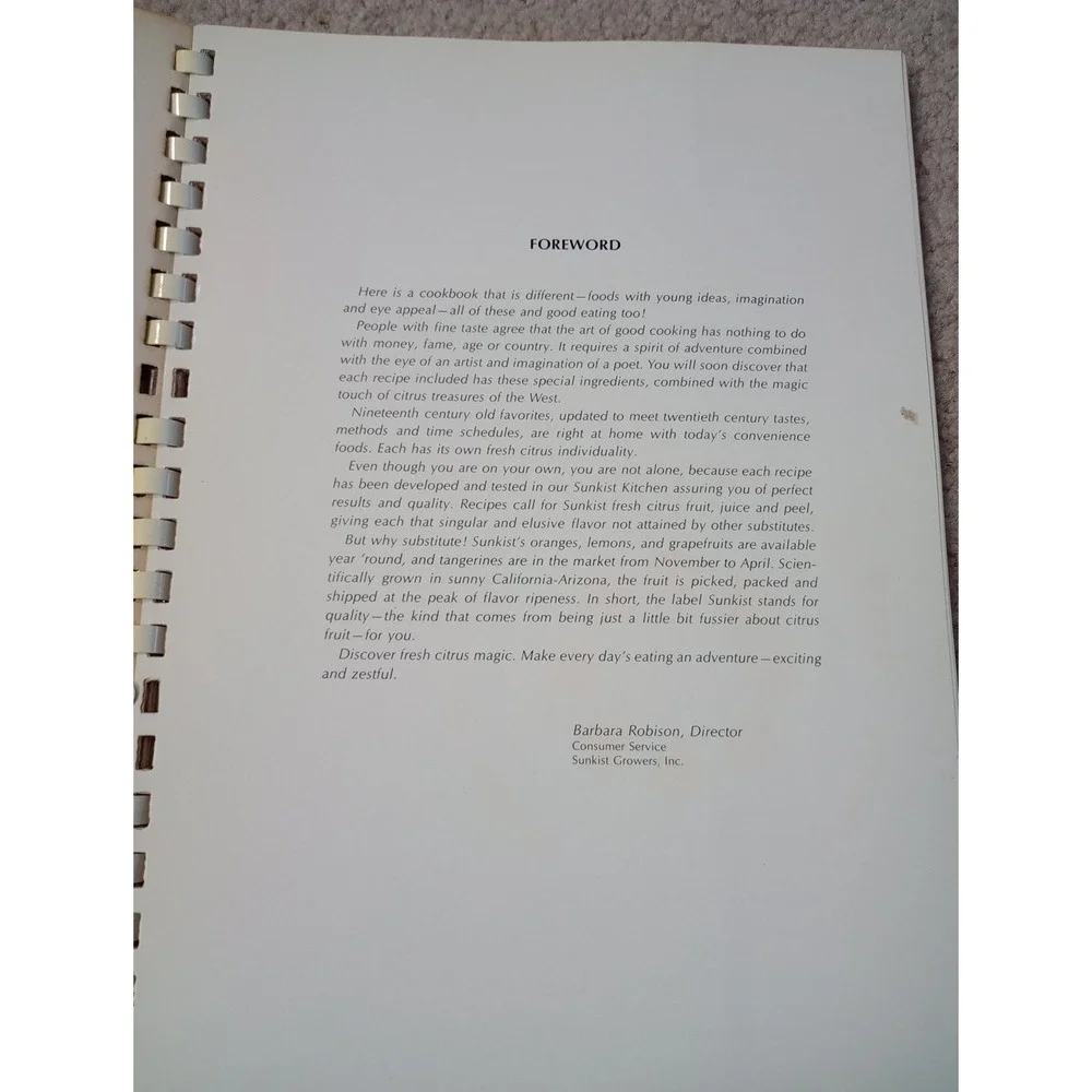 VTG‼ 1968 Sunkist Growers Citrus Treasures of the West‎ Cookbook Retro •